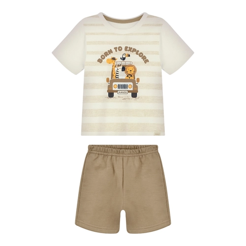 Conjunto Manga Curta Alakazoo! Infantil Masculino Safari Em Cotton 1/3