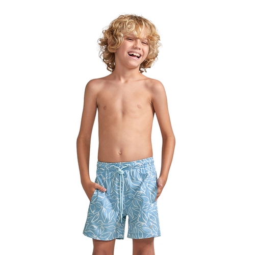 Shorts Praia Mash Masculino Infantil Folhagens Em Polielastano