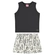 Conjunto Regata Kamylus Juvenil Feminino Mar Com Short Saia Em Malha Canelada 12/16 - PRETO-PRETO