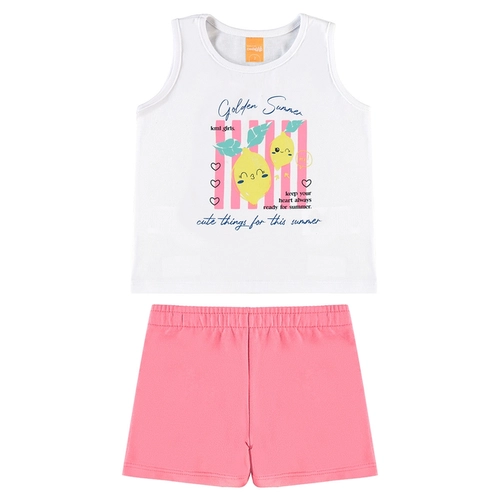 Conjunto Regata Kamylus Infantil Feminino Com Shorts Limãozinho Em Meia Malha Penteada 4/10