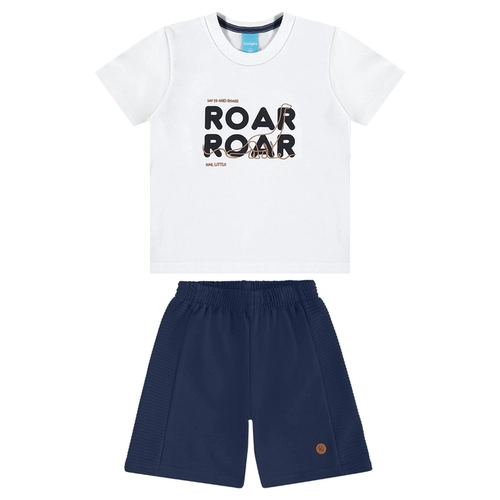 Conjunto Manga Curta Kamylus Infantil Masculino Dino Em Meia Malha Penteada 1/3