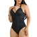 Maiô Banho de Mar Adulto Com Bojo Zero Barriga Texturizado Com Argola Drapee Hit - 012-PRETO