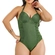 Maiô Banho de Mar Adulto Com Bojo Zero Barriga Texturizado Com Argola Drapee Hit - 509-VERDE SELVA