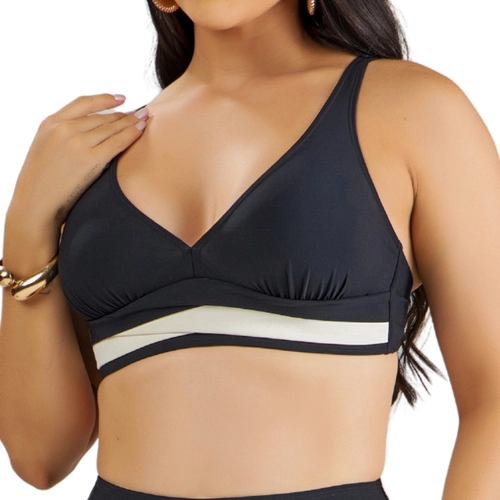 Top Biquíni Plus Size Banho De Mar Adulto Sem Bojo Modelle Bicolor Em Microfibra