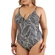 Maiô Banho de Mar Com Bojo Adulto Removível Zero Barriga Estampado Hit Acetinado - 1097-RIO NEGRO