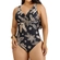 Maiô Modelador Plus Size Banho de Mar Adulto Zero Barriga Estampado Acetinado - 1116-XILO TROPICAL