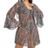 Saída de Praia Banho De Mar Adulto Kimono Com Amarração Estampada Em Tule - 1097-RIO NEGRO