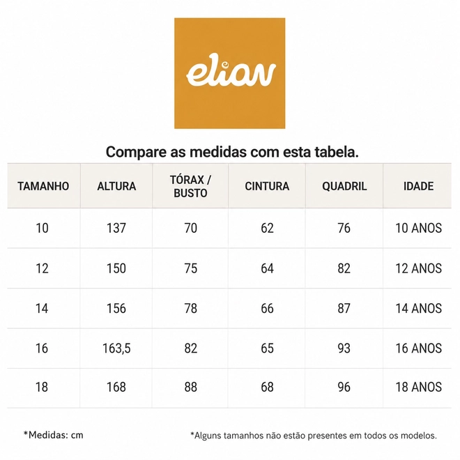 Tabela de Medidas