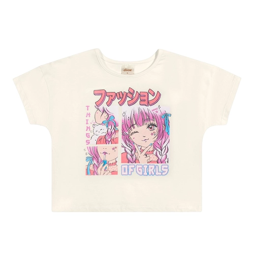 Conjunto Manga Curta Elian Juvenil Feminino Blusa Estampas Variadas E Shorts Moletinho