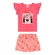 Conjunto Manga Curta Elian Infantil Feminino Blusa Dog E Shorts Estampado Meia Malha 1/3 - 4193-CORAL PARADISE
