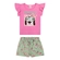Conjunto Manga Curta Elian Infantil Feminino Blusa Dog E Shorts Estampado Meia Malha 1/3 - 4667-ROSA