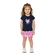 Conjunto Manga Curta Elian Infantil Feminino Blusa E Shorts Estampados Meia Malha 1/3 - 6751-MARINHO