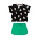 Conjunto Manga Curta Elian Juvenil Feminino Blusa Estampada E Shorts Moletinho - 7001-PRETO