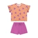 Conjunto Manga Curta Elian Juvenil Feminino Blusa Estampada E Shorts Moletinho - 3357-LARANJA