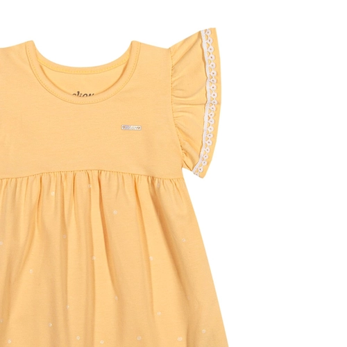 Vestido Manga Curta Elian Infantil Flores Em Cotton Leve 1/3