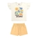 Conjunto Manga Curta Elian Infantil Feminino Blusa Estampada E Shorts Meia Malha 4/8 - 2037-NATURAL