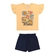 Conjunto Manga Curta Elian Infantil Feminino Blusa Estampada E Shorts Meia Malha 4/8 - 3133-AMARELO SUNSET