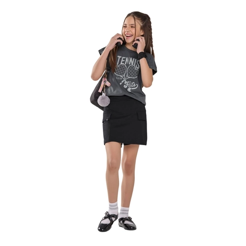 Blusa Manga Curta Hits Alakazoo! Feminina Juvenil Estampada Em Meia Malha Penteada
