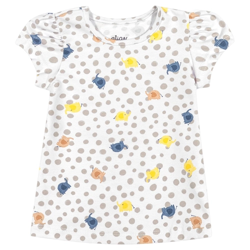 Blusa Manga Curta Elian Feminina Infantil Estampas Variadas Em Cotton 1/3