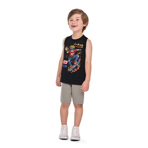 Conjunto Regata Elian Infantil Masculino Estampas Variadas E Bermuda Moletom 4/8