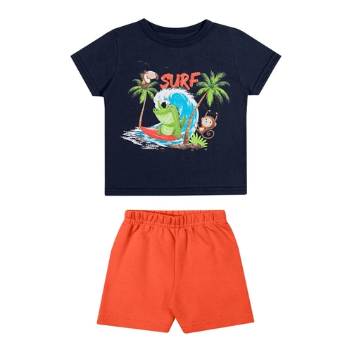 Conjunto Manga Curta Elian Infantil Masculino Camiseta Estampas Variadas E Bermuda Moletom 1/3