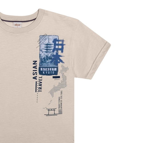 Camiseta Manga Curta Elian Infantil Masculina Meia Malha Algodão