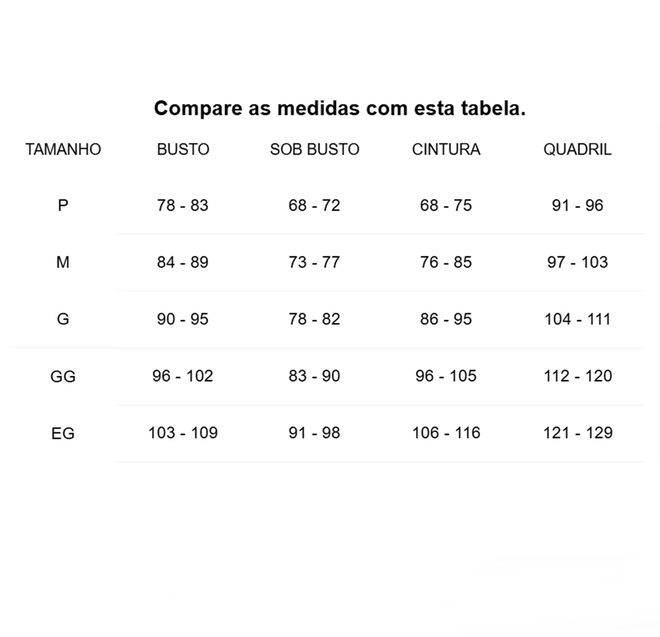 Tabela de Medidas