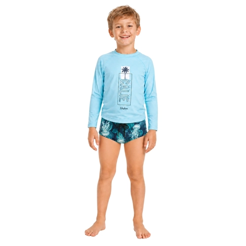 Conjunto Manga Longa Kamylus Infantil Masculino Tchibum Camiseta UV50+ E Sunga 4/10