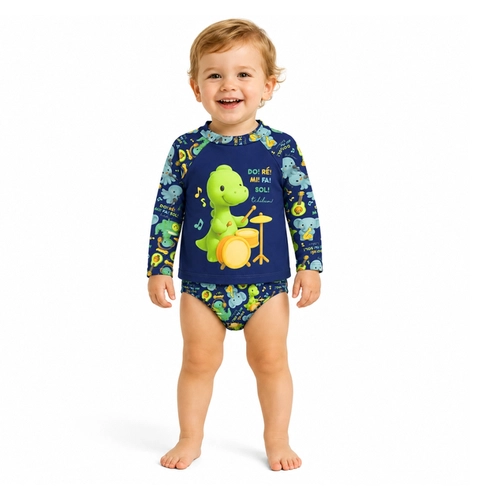 Conjunto Manga Longa Kamylus Infantil Masculino Tchibum Camiseta UV50+ E Sunga 1/3