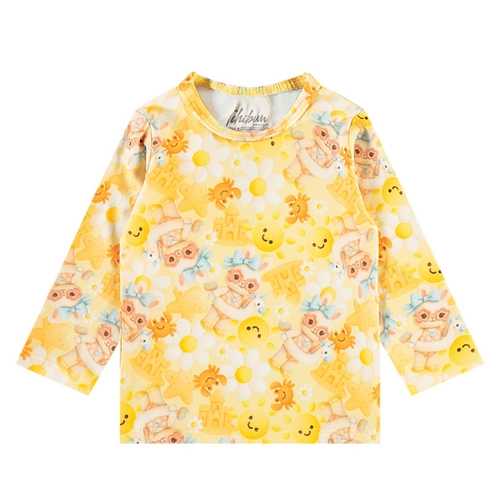 Conjunto Biquíni Kamylus Tchibum Bebê Feminino Manga Longa UV50+ Em Polielastano P/G