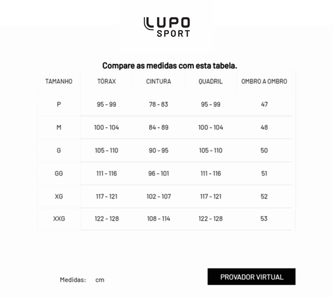 Tabela de Medidas