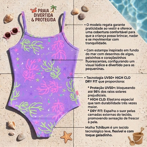 Maiô Regata Kamylus Tchibum Infantil Feminina Estampado Em Polielastano 4/10