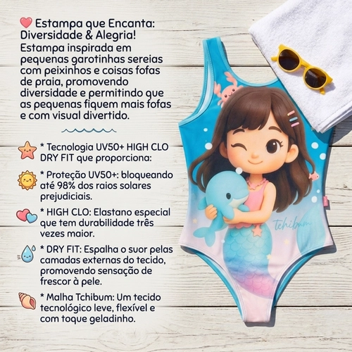 Maiô Regata Kamylus Tchibum Infantil Feminino Garotinhas Em Polielastano 1/3