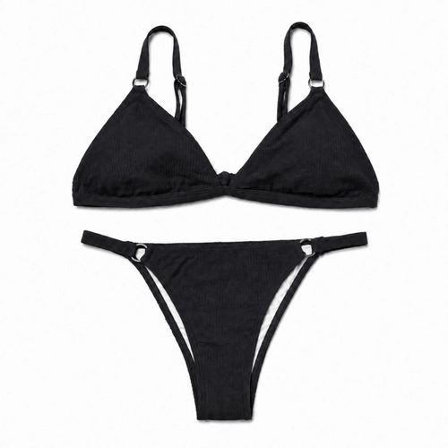 Conjunto Biquíni Areia Do Mar Adulto Feminino Liso Texturizado Em Polielastano