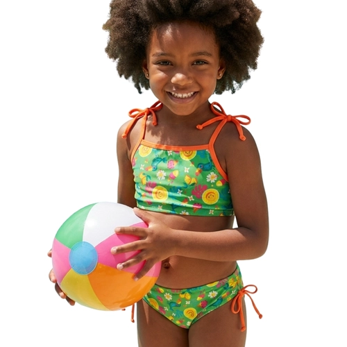 Conjunto Biquíni Areia Do Mar Infantil Feminino Estampado Em Polielastano 4/8