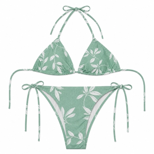 Conjunto Biquíni Areia Do Mar Top Cortininha E Calcinha Asa Delta Estampado Em Polielastano