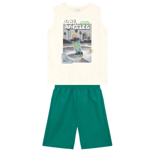 Conjunto Regata Brandili Juvenil Masculino L.A Com Bermuda Em Cotton 4/10