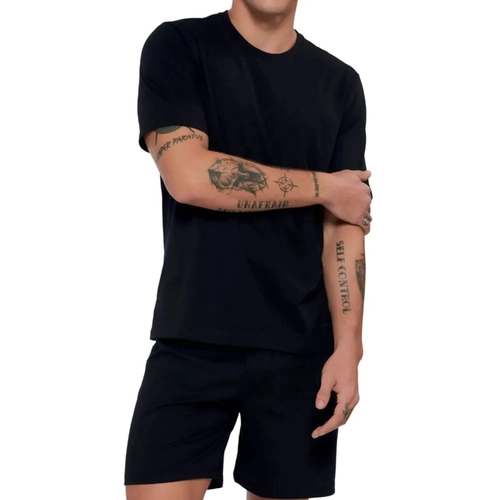 Pijama Manga Curta Mash Masculino Adulto Com Shorts Cós Elástico Em Algodão