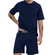 Pijama Manga Curta Mash Masculino Adulto Com Shorts Cós Elástico Em Algodão - AZ08-AZUL