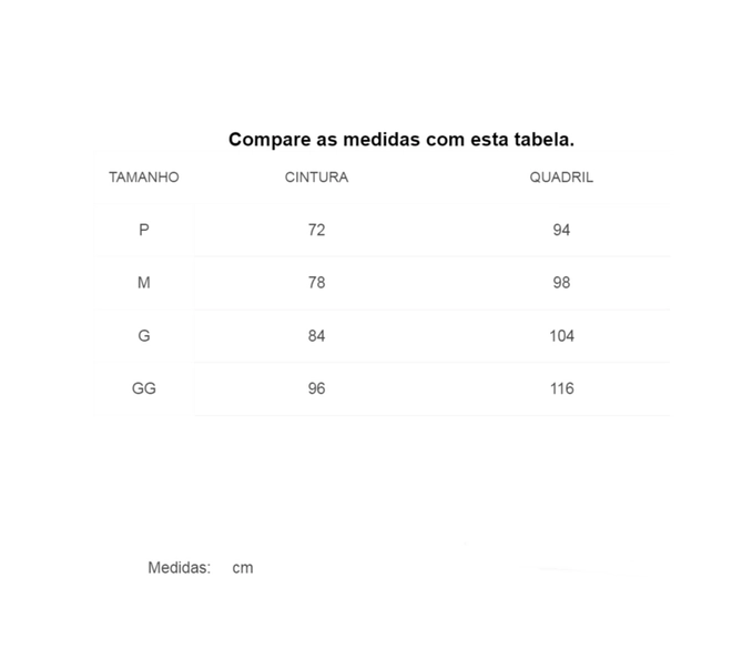 Tabela de Medidas